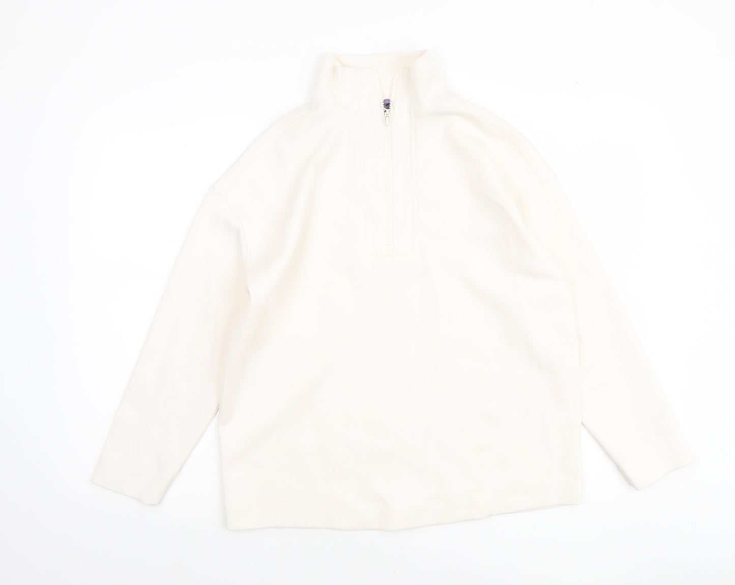 Dunnes Women Ivory XS 1/4 Zip Fleece Sweatshirt Pullover