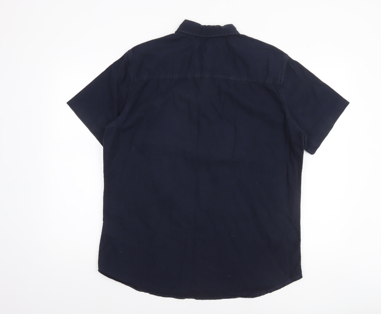Drift King Men's Blue Classic Fit Short Sleeve Button-Up Shirt L