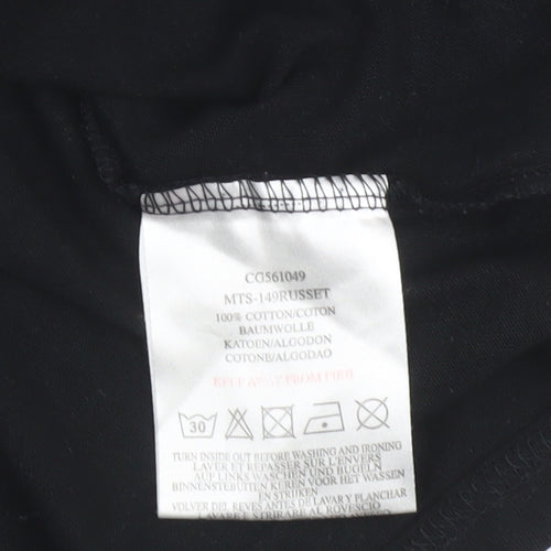 Brave Soul Men’s Black Check Panel Crew Neck Cotton T-Shirt Size L