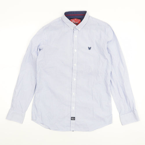 Diesel Boys Blue Button-Down Long Sleeve Cotton Shirt Age 13