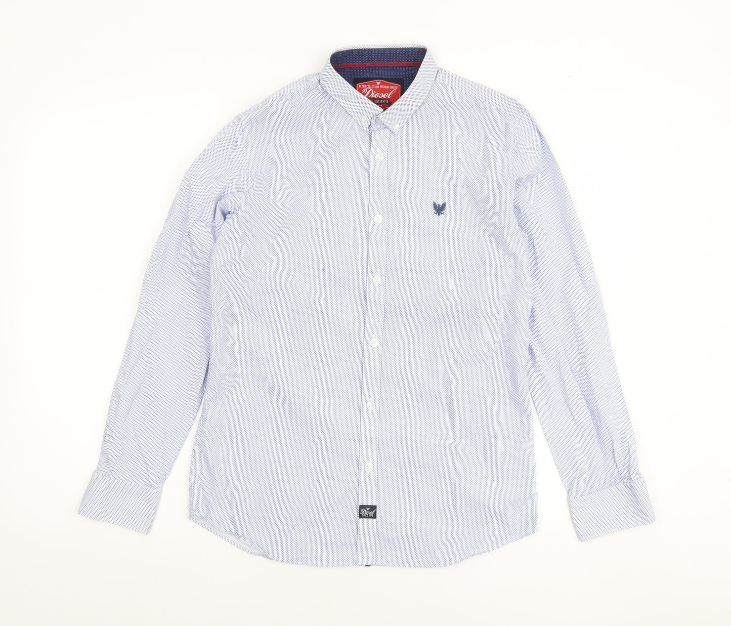 Diesel Boys Blue Button-Down Long Sleeve Cotton Shirt Age 13