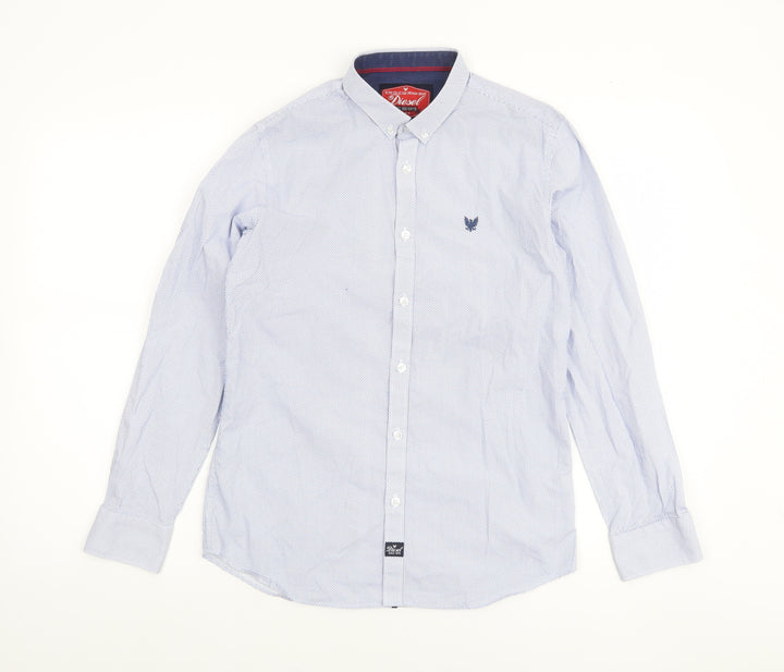 Diesel Boys Blue Button-Down Long Sleeve Cotton Shirt Age 13