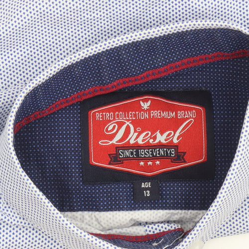 Diesel Boys Blue Button-Down Long Sleeve Cotton Shirt Age 13