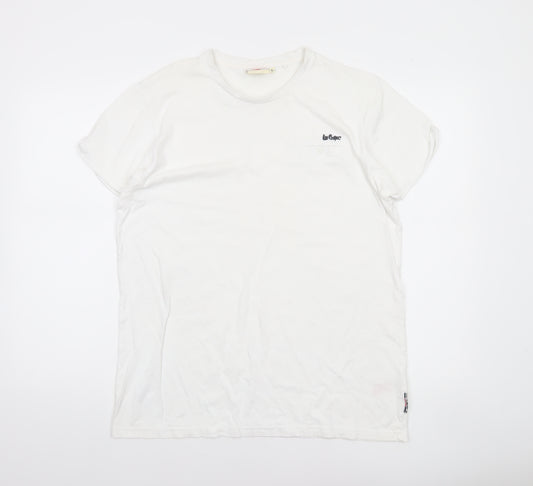 Lee Cooper Men's White Crew Neck Short Sleeve Cotton T-Shirt L