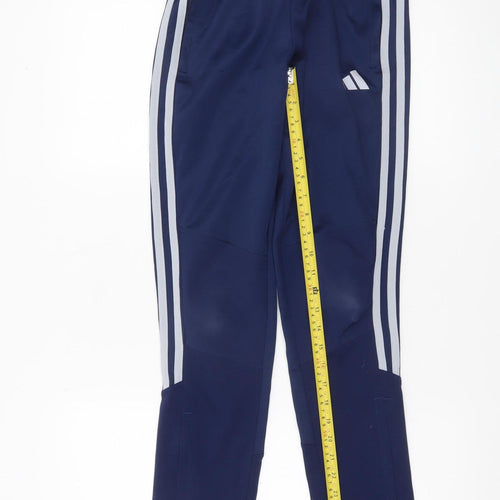 Adidas Boys Blue 12 Years Jogger Trousers with Stripes and Elastic Waist