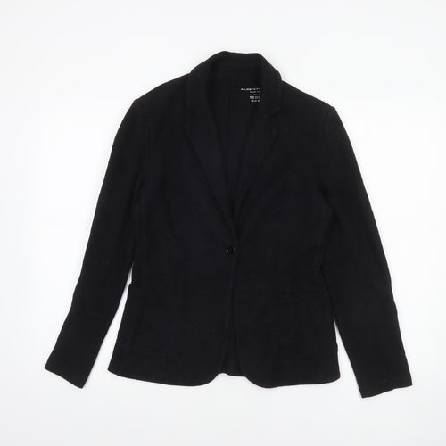 Majestic Filatures Women's Black Cotton Cashmere Blazer Size S Classic Fit