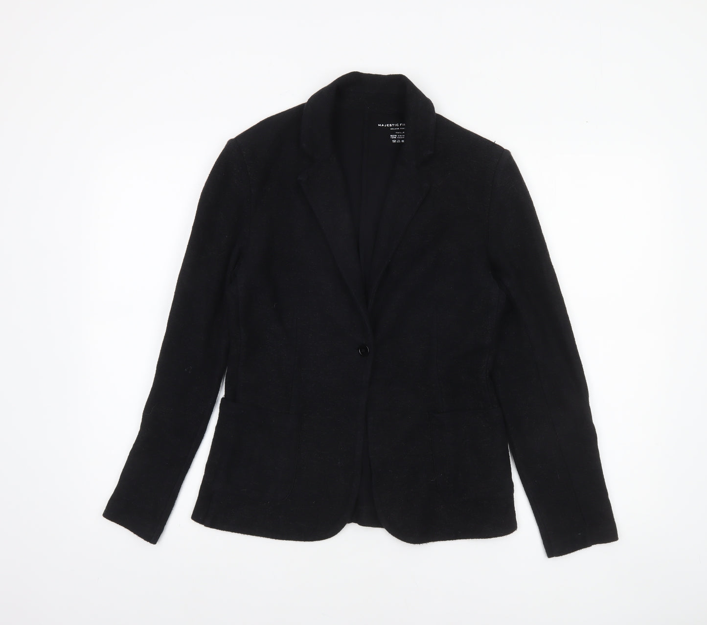 Majestic Filatures Women's Black Cotton Cashmere Blazer Size S Classic Fit
