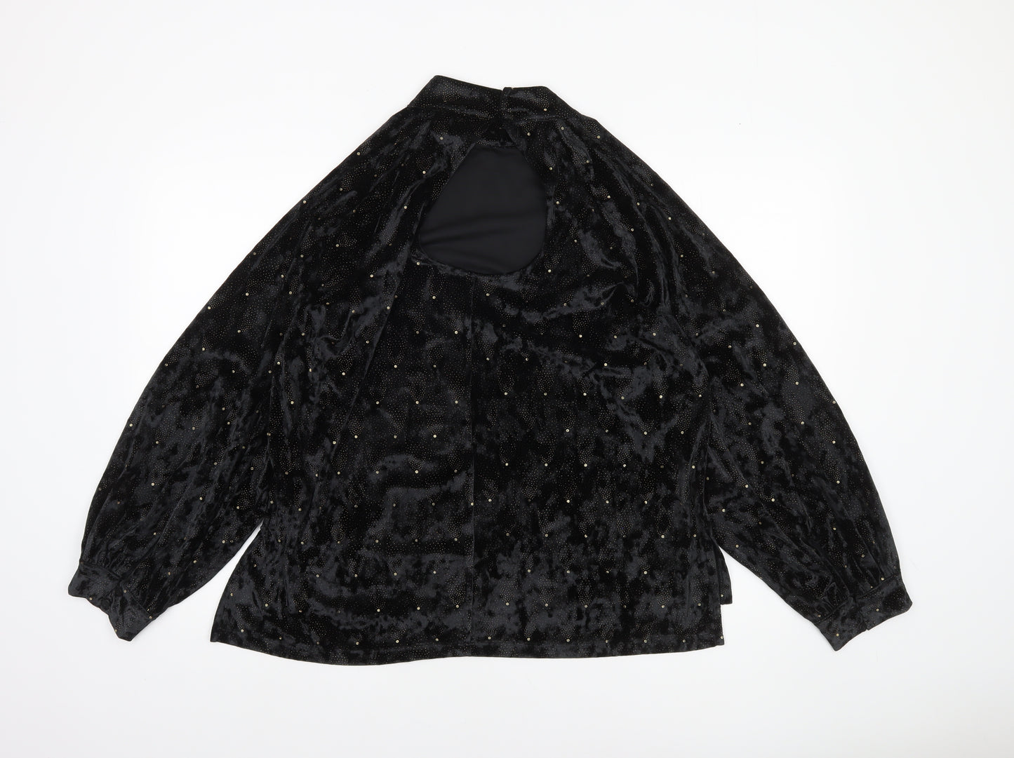 Next Women’s Black Velvet High Neck Long Sleeve Party Blouse Size 14