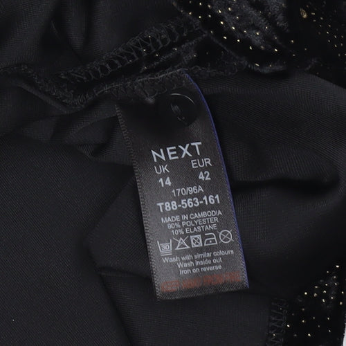 Next Women’s Black Velvet High Neck Long Sleeve Party Blouse Size 14