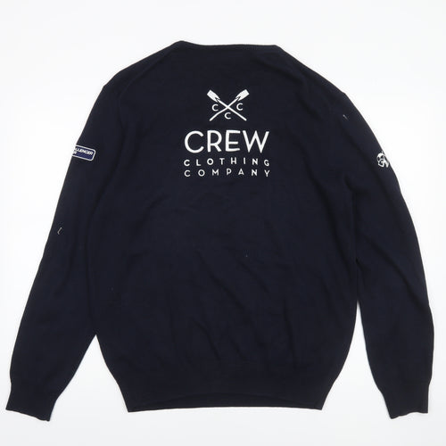 Crew Clothing Men’s Blue Cotton Cashmere V-Neck Jumper L