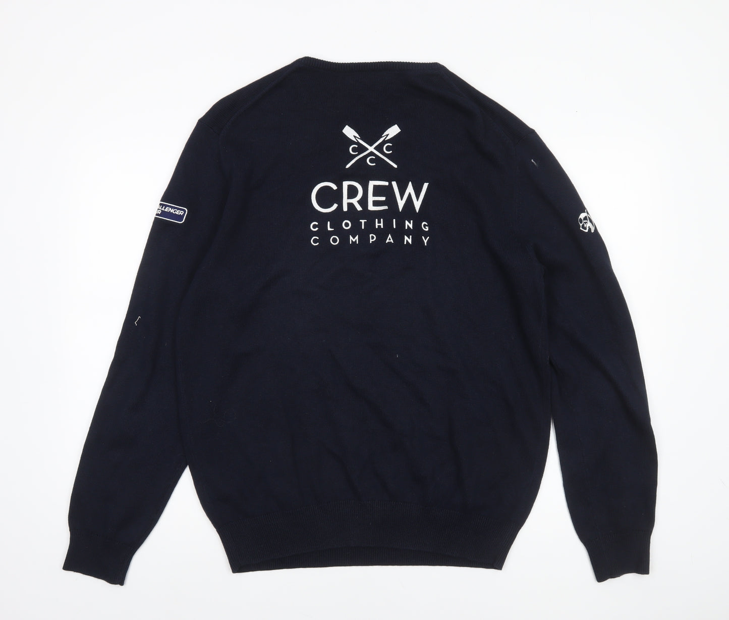 Crew Clothing Men’s Blue Cotton Cashmere V-Neck Jumper L