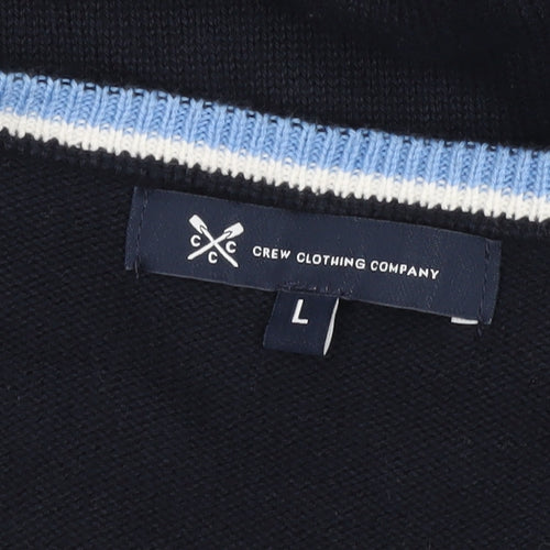 Crew Clothing Men’s Blue Cotton Cashmere V-Neck Jumper L