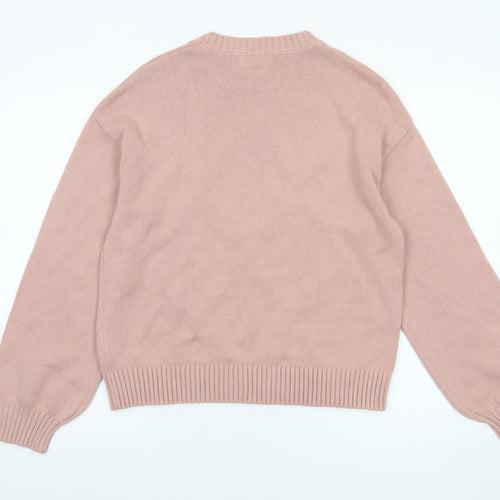 Marks and Spencer Womens Pink Beaded Argyle Knit Jumper M