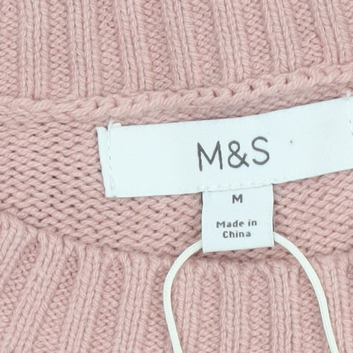 Marks and Spencer Womens Pink Beaded Argyle Knit Jumper M