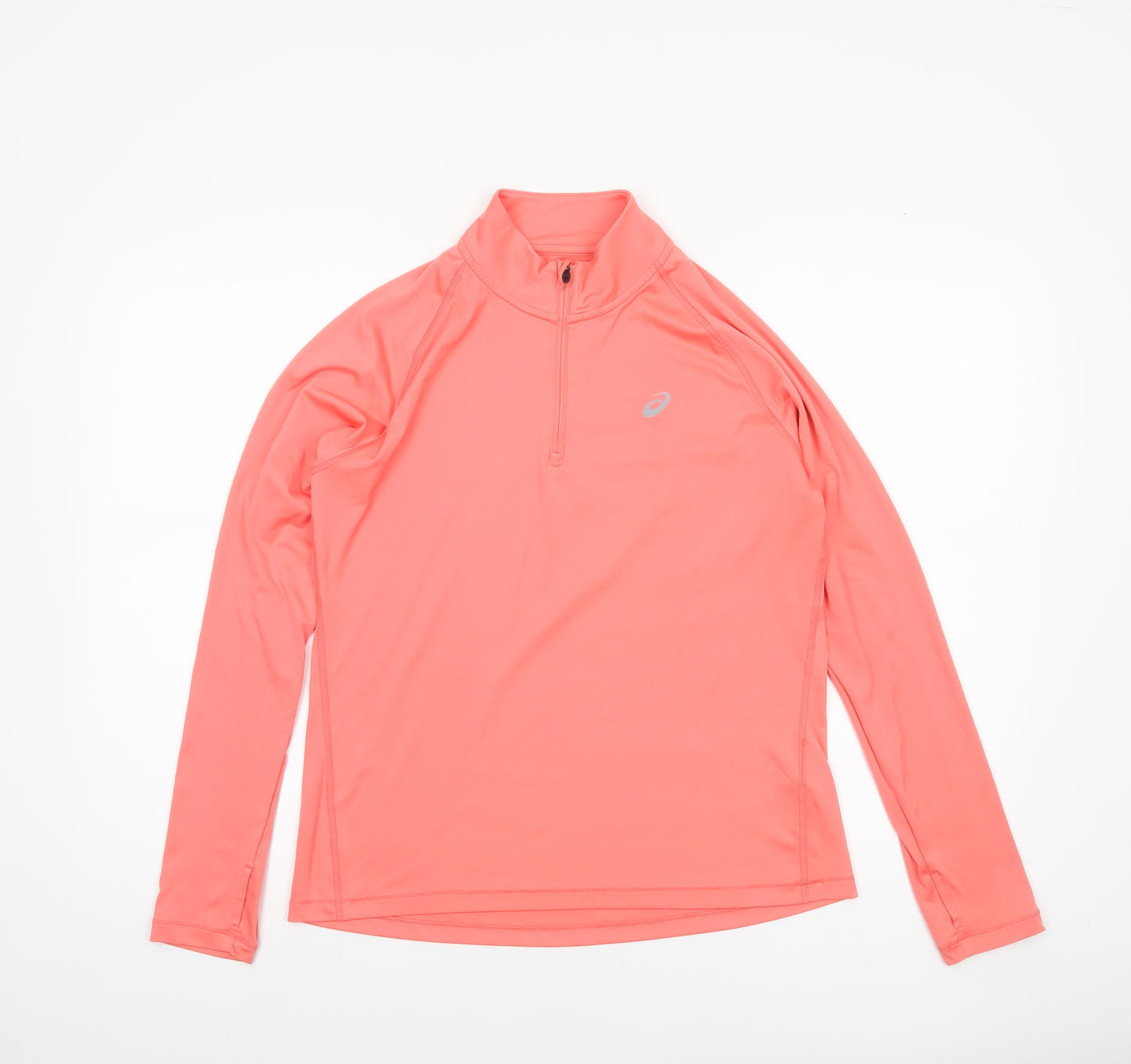 Asics Women Pink Long Sleeve 1/4 Zip Running Pullover Top Size M