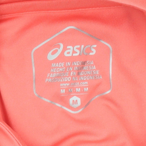 Asics Women Pink Long Sleeve 1/4 Zip Running Pullover Top Size M