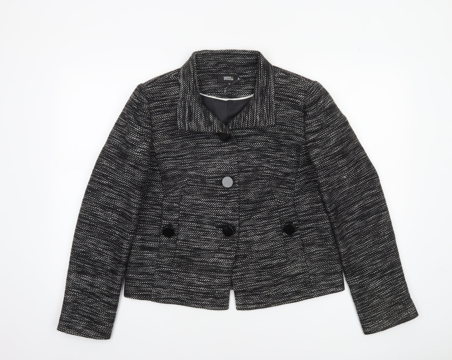 Marks and Spencer Womens Black Size 12 Double-Breasted Blazer