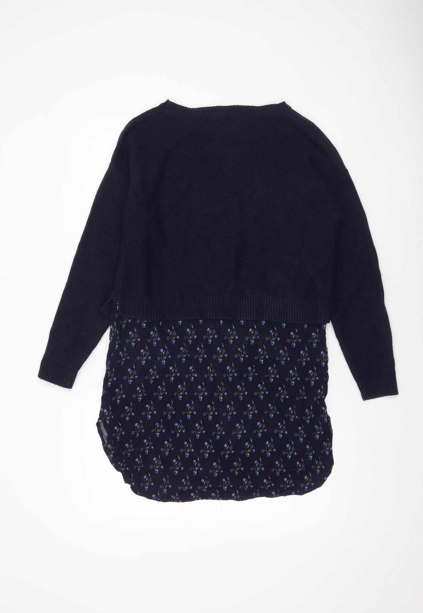 White Stuff Women's Blue Floral Layered Pullover Jumper UK 12
