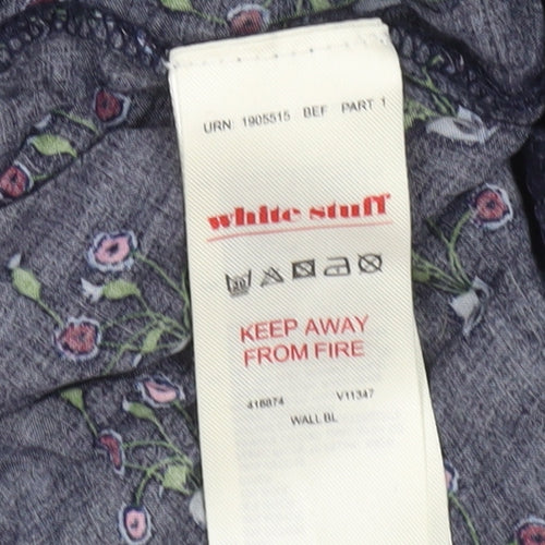 White Stuff Women's Blue Floral Layered Pullover Jumper UK 12