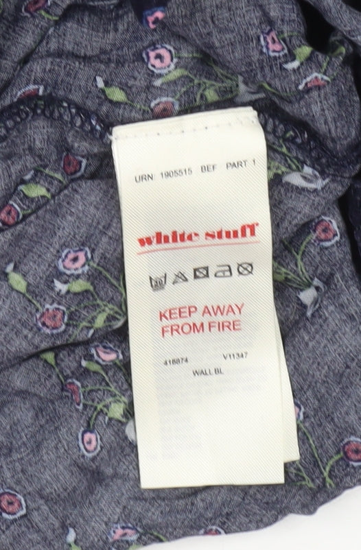 White Stuff Women's Blue Floral Layered Pullover Jumper UK 12