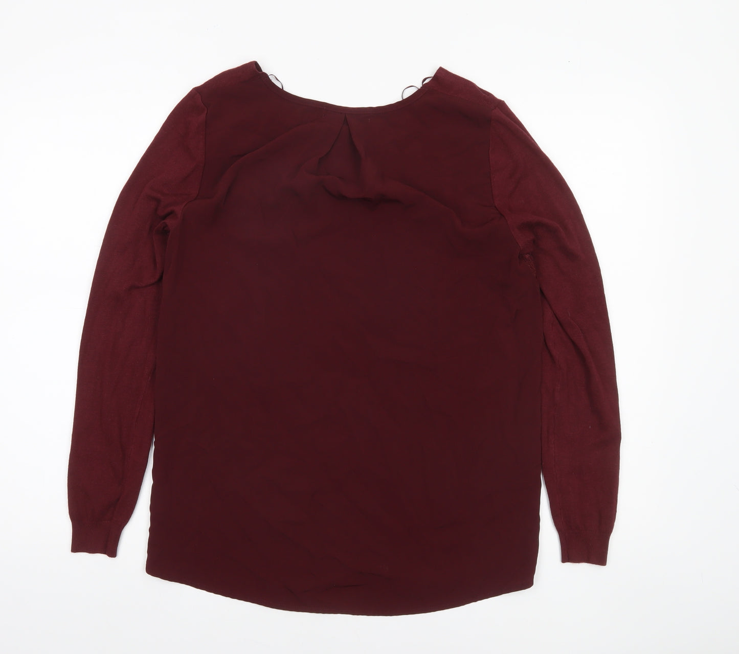 Marks and Spencer Women’s Red V-Neck Lace Panel Long Sleeve Jumper Size 10