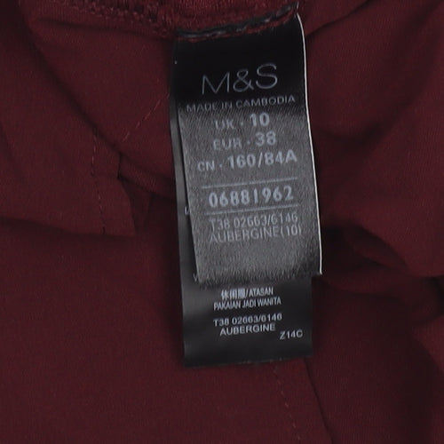 Marks and Spencer Women’s Red V-Neck Lace Panel Long Sleeve Jumper Size 10