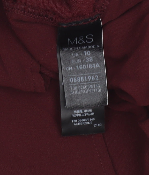 Marks and Spencer Women’s Red V-Neck Lace Panel Long Sleeve Jumper Size 10