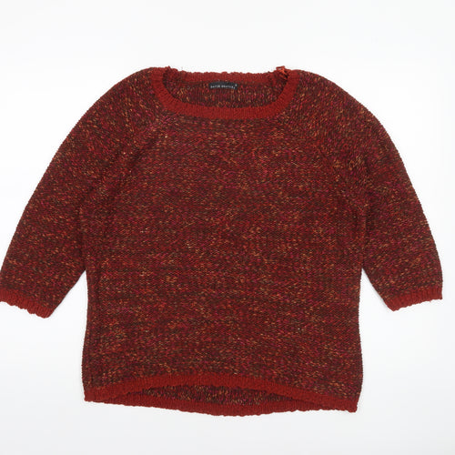 David Emanuel Womens Red Chunky Knit 3/4 Sleeve Jumper Size M