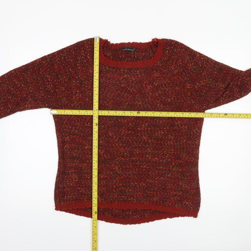 David Emanuel Womens Red Chunky Knit 3/4 Sleeve Jumper Size M