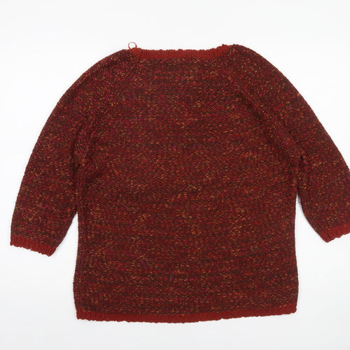 David Emanuel Womens Red Chunky Knit 3/4 Sleeve Jumper Size M