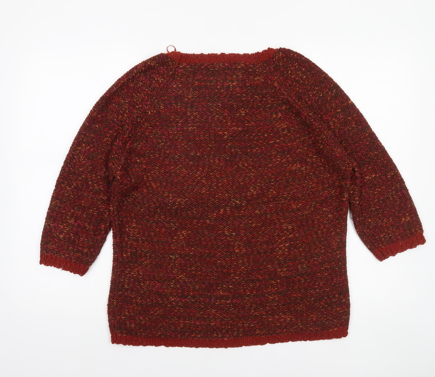 David Emanuel Womens Red Chunky Knit 3/4 Sleeve Jumper Size M