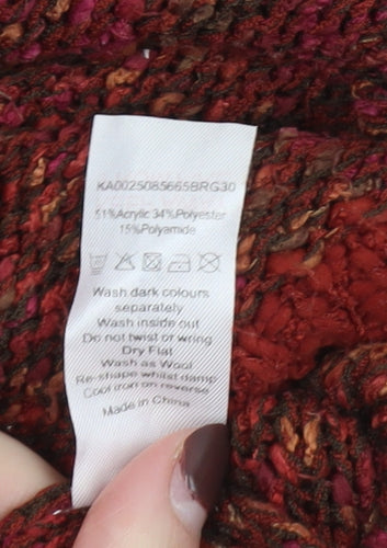 David Emanuel Womens Red Chunky Knit 3/4 Sleeve Jumper Size M