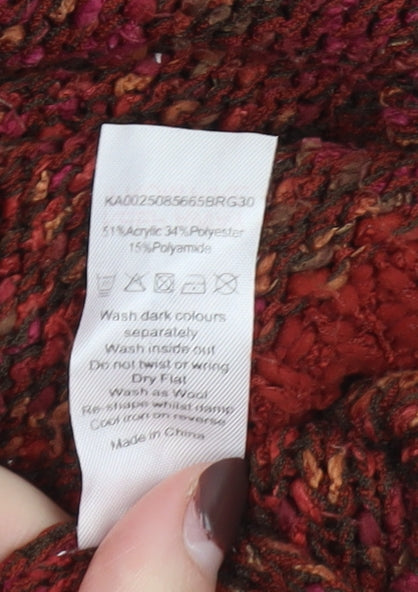 David Emanuel Womens Red Chunky Knit 3/4 Sleeve Jumper Size M