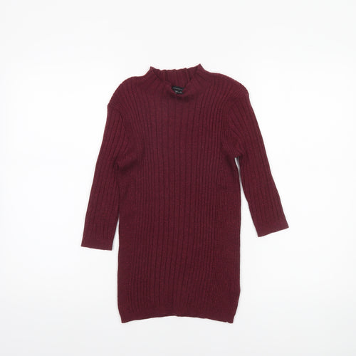 Atmosphere Womens Red Ribbed Mock Neck Knit Jumper Size 8