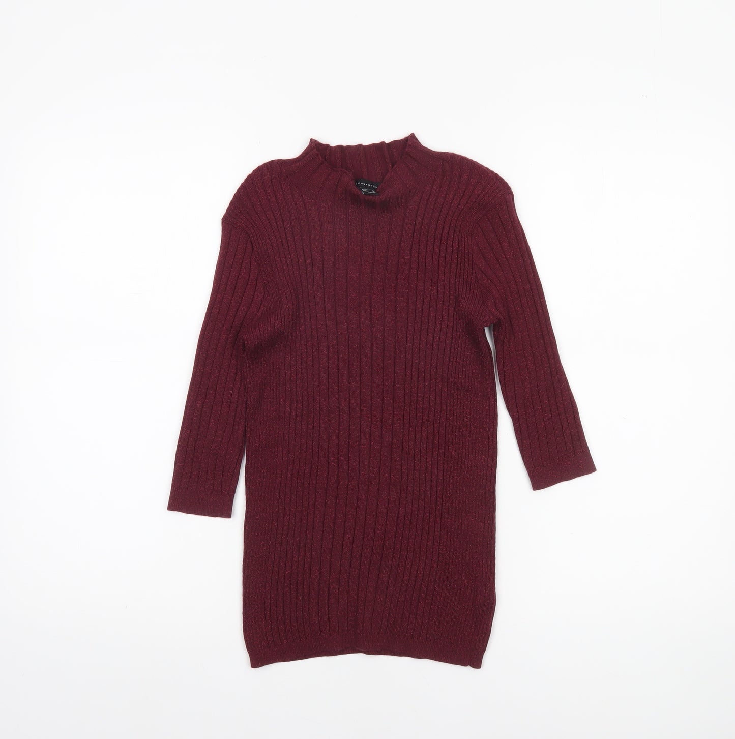 Atmosphere Womens Red Ribbed Mock Neck Knit Jumper Size 8
