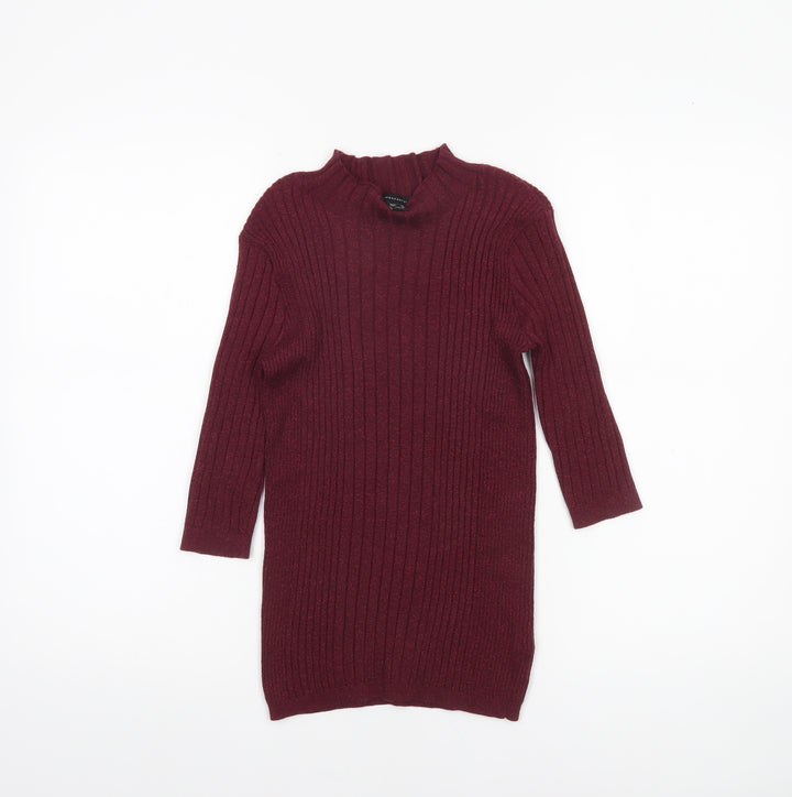 Atmosphere Womens Red Ribbed Mock Neck Knit Jumper Size 8