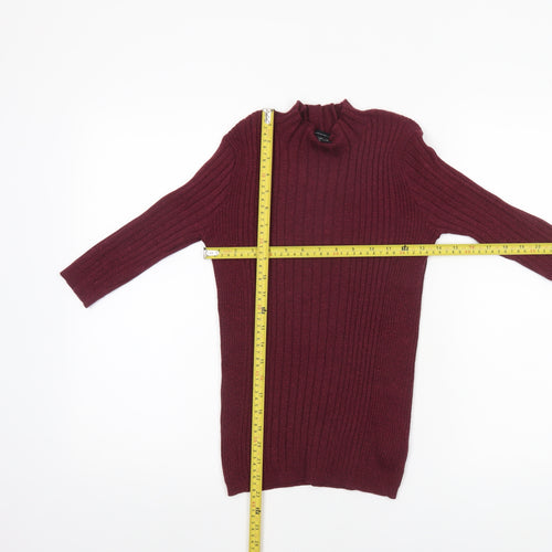 Atmosphere Womens Red Ribbed Mock Neck Knit Jumper Size 8