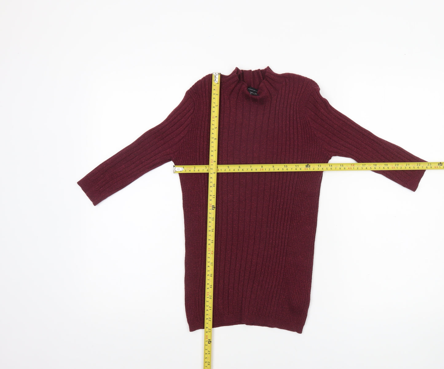 Atmosphere Womens Red Ribbed Mock Neck Knit Jumper Size 8