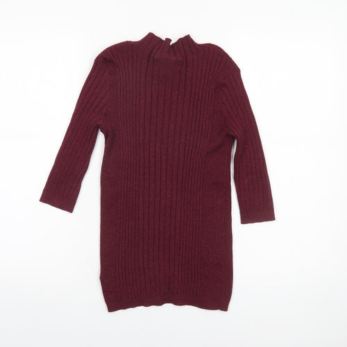 Atmosphere Womens Red Ribbed Mock Neck Knit Jumper Size 8
