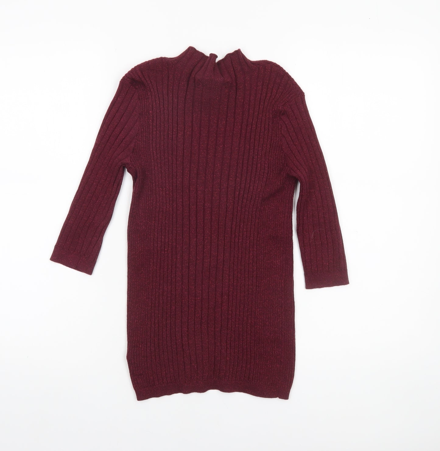 Atmosphere Womens Red Ribbed Mock Neck Knit Jumper Size 8