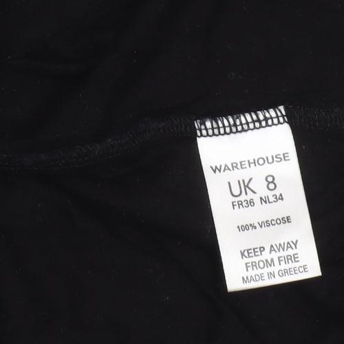 Warehouse Womens Black A-Line Long Skirt Size 8 Viscose