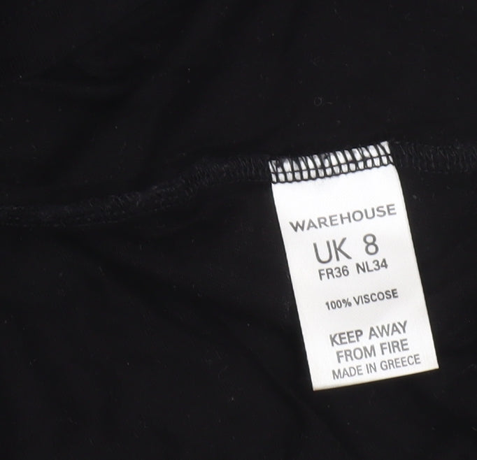 Warehouse Womens Black A-Line Long Skirt Size 8 Viscose