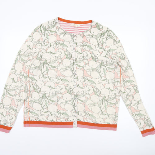 White Stuff Women's Multicoloured Floral Cotton Cardigan UK 18