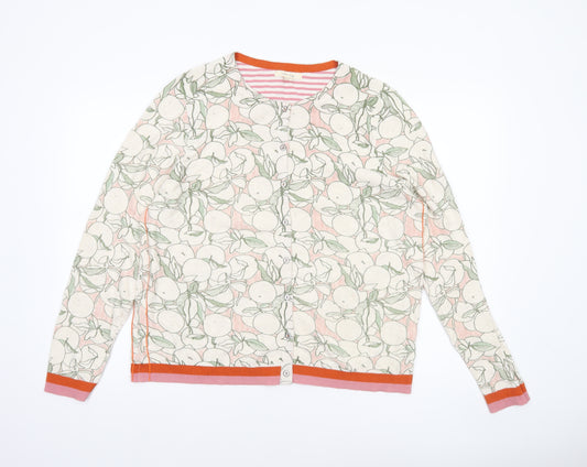 White Stuff Women's Multicoloured Floral Cotton Cardigan UK 18