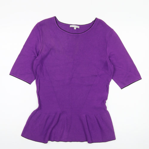 Marks and Spencer Per Una Women's Purple Peplum Knit Jumper Size 14
