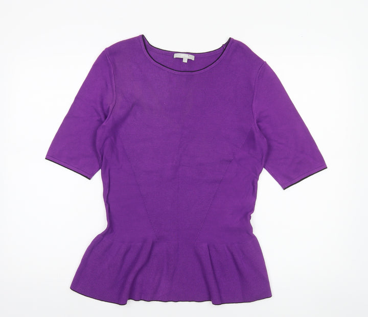 Marks and Spencer Per Una Women's Purple Peplum Knit Jumper Size 14