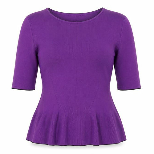Marks and Spencer Per Una Women's Purple Peplum Knit Jumper Size 14