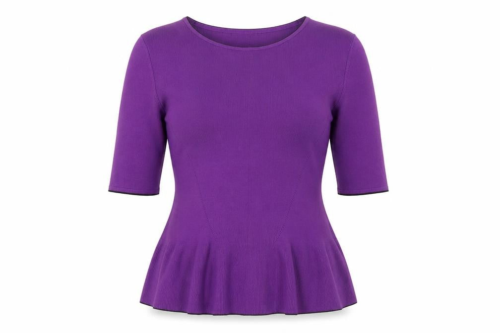 Marks and Spencer Per Una Women's Purple Peplum Knit Jumper Size 14