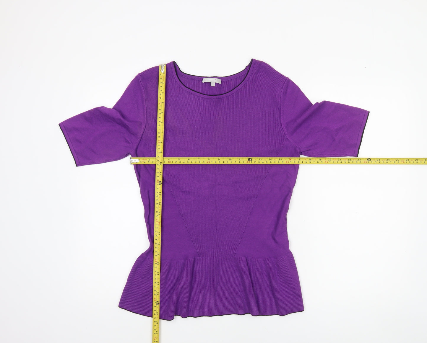 Marks and Spencer Per Una Women's Purple Peplum Knit Jumper Size 14