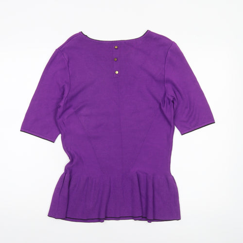 Marks and Spencer Per Una Women's Purple Peplum Knit Jumper Size 14